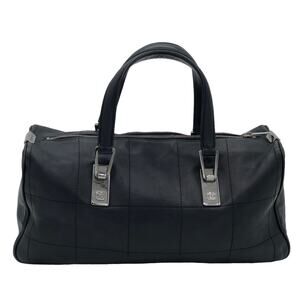 Authentic CHANEL Square Stitch CC Boston Bag Quilted Leather - Black - Large